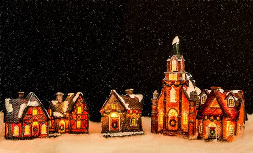 Illuminated small village advent