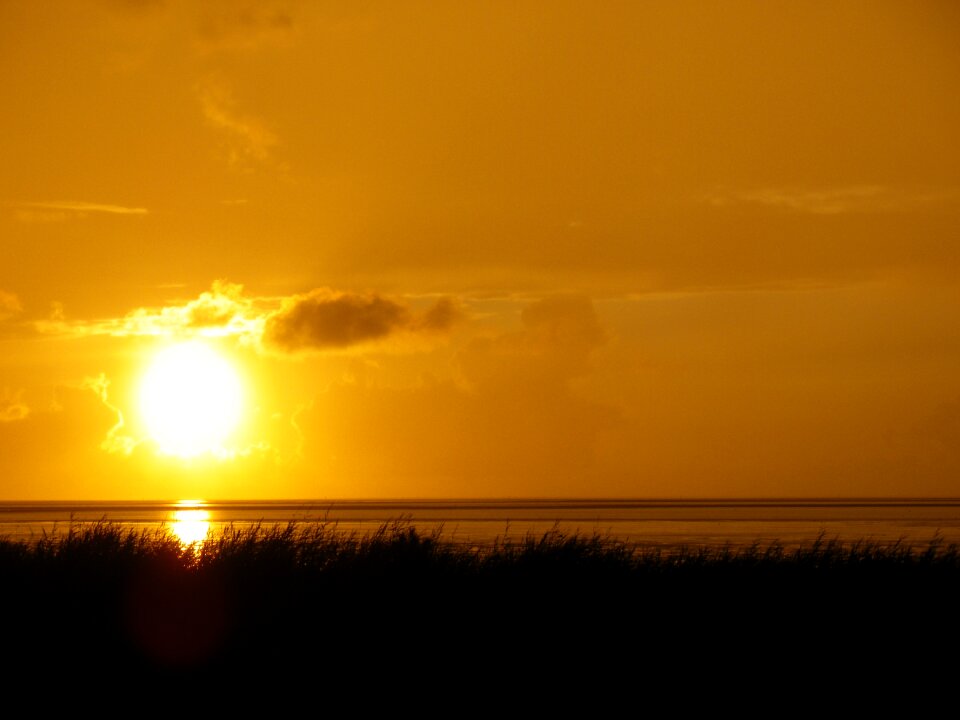 Sun afterglow by the sea