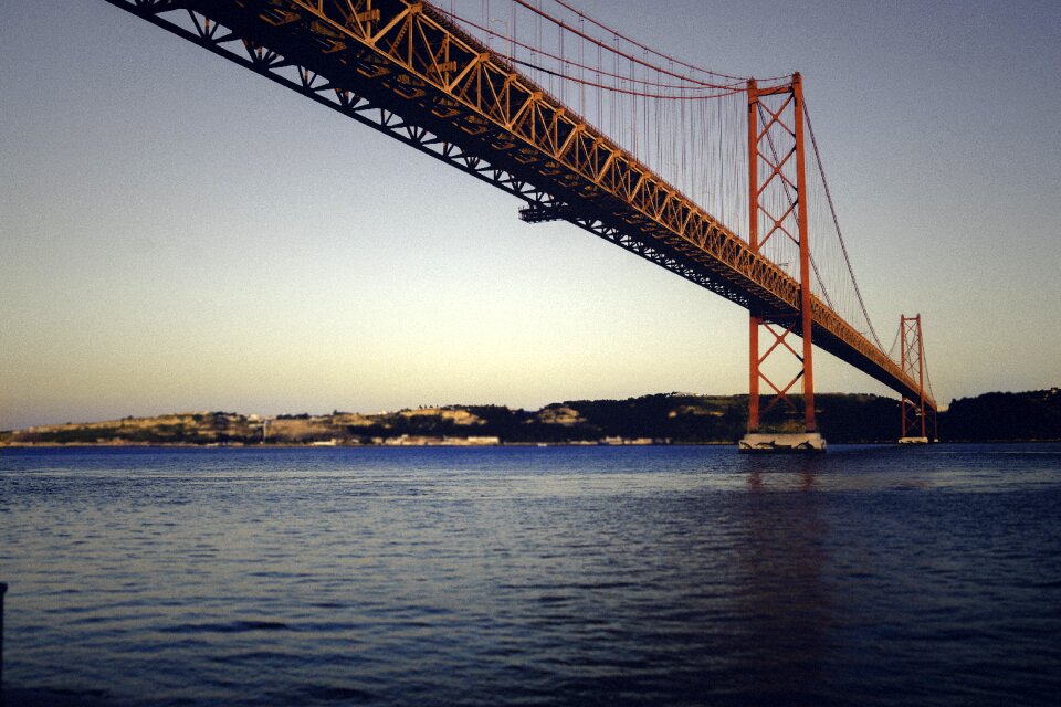 River suspension bridge water photo