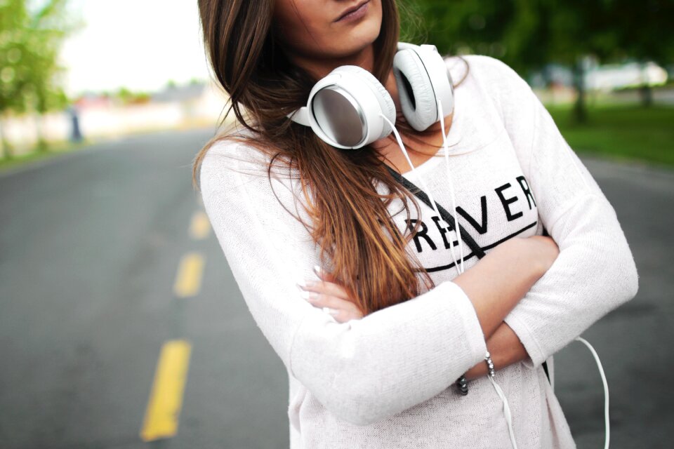 Girl headphone woman