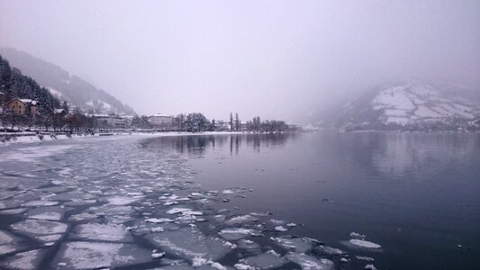 Lake ice fog photo