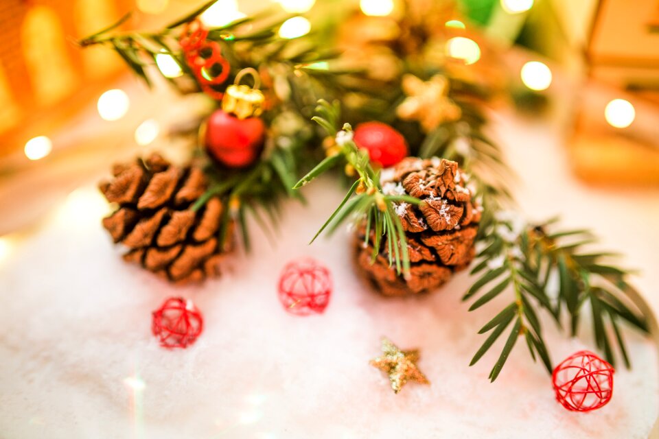 Christmas ornaments depth of field winter
