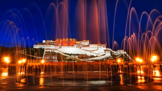 The potala palace fountain night photo