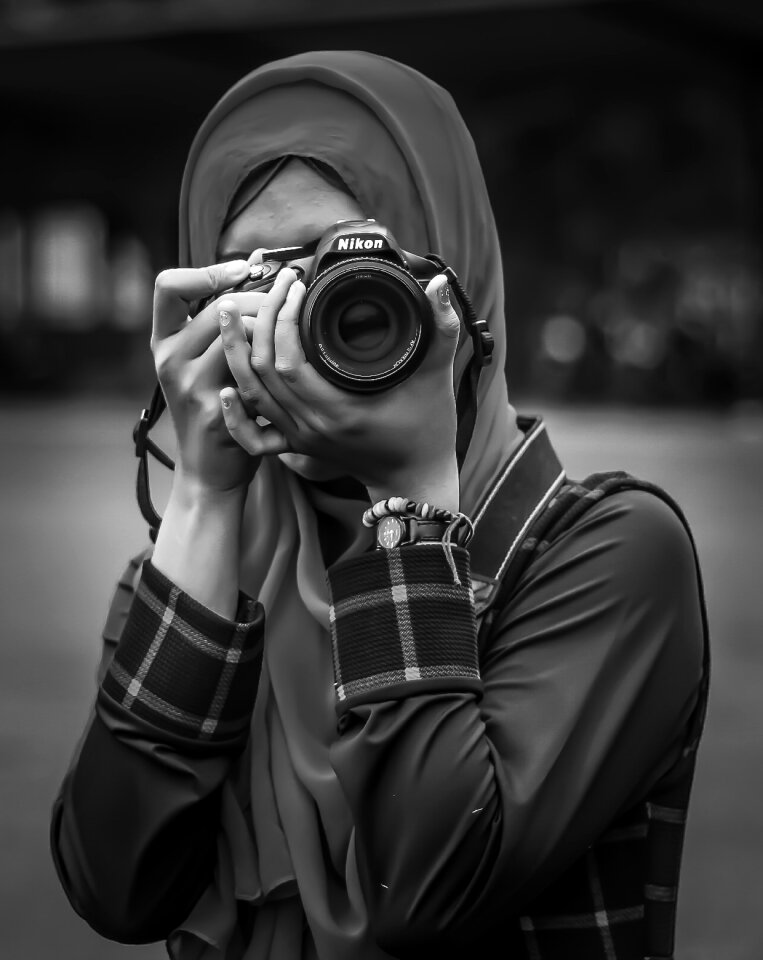 Hijab black and white nikon