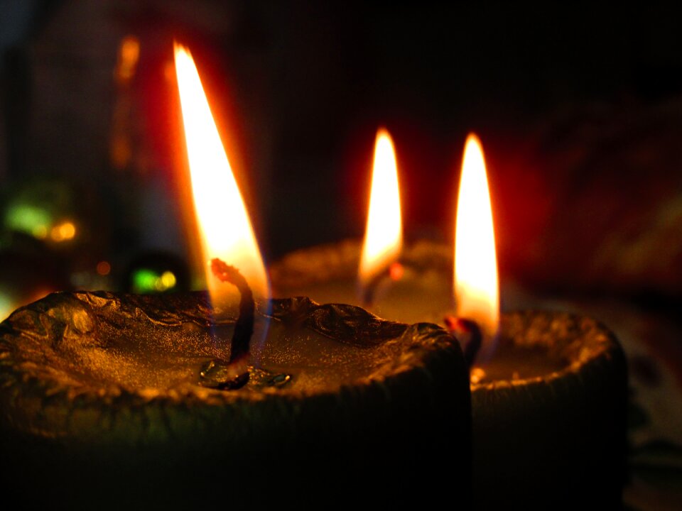 Flame burning candle christmas