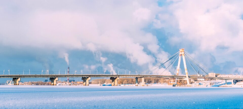 Lake frozen bridge