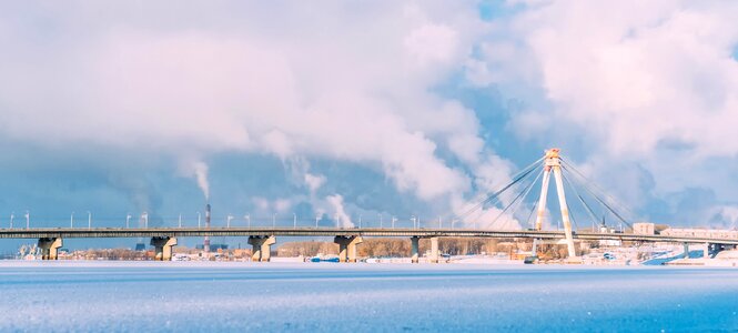 Lake frozen bridge