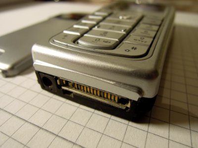 Nokia 6230i -bottom- with headset connector and charging socket to the left