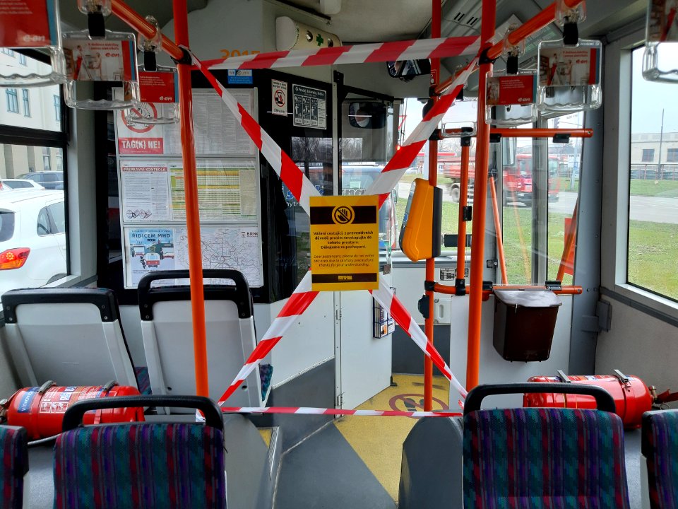 No entry to driver's area in Brno city transport due to COVID-19