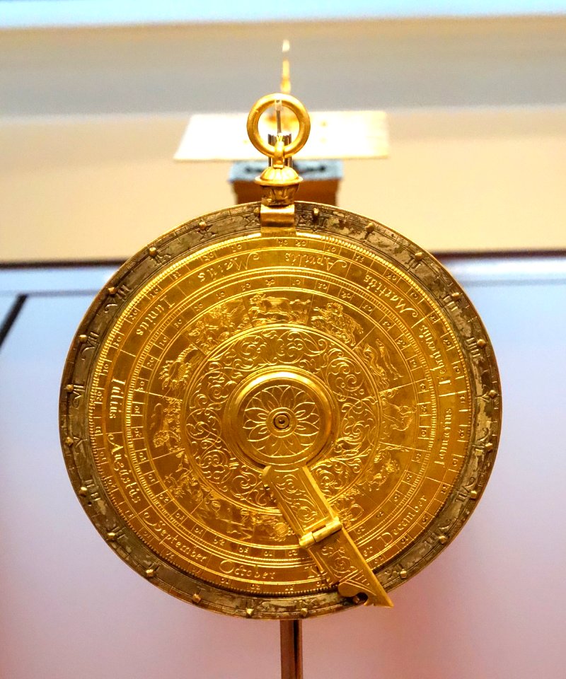 Nocturnal, Erasmus Habermel, Prague, c. 1600, tell time at night by sighting Pole Star through central hole, then align pointer with Big Dipper - Mathematisch-Physikalischer Salon, Dresden - DSC08017