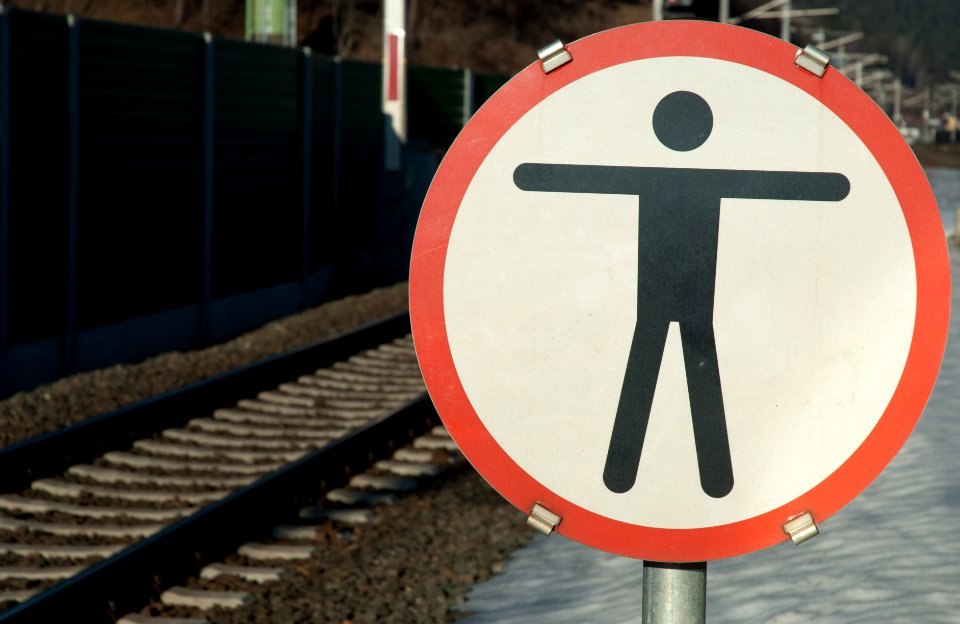 No trespassing sign at the railway