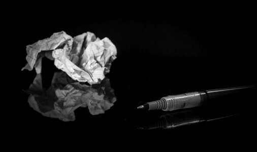 Pen trash black paper