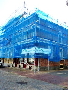 Nijmegen Lage Markt 58 hoek Nonnenplaats (steigers)