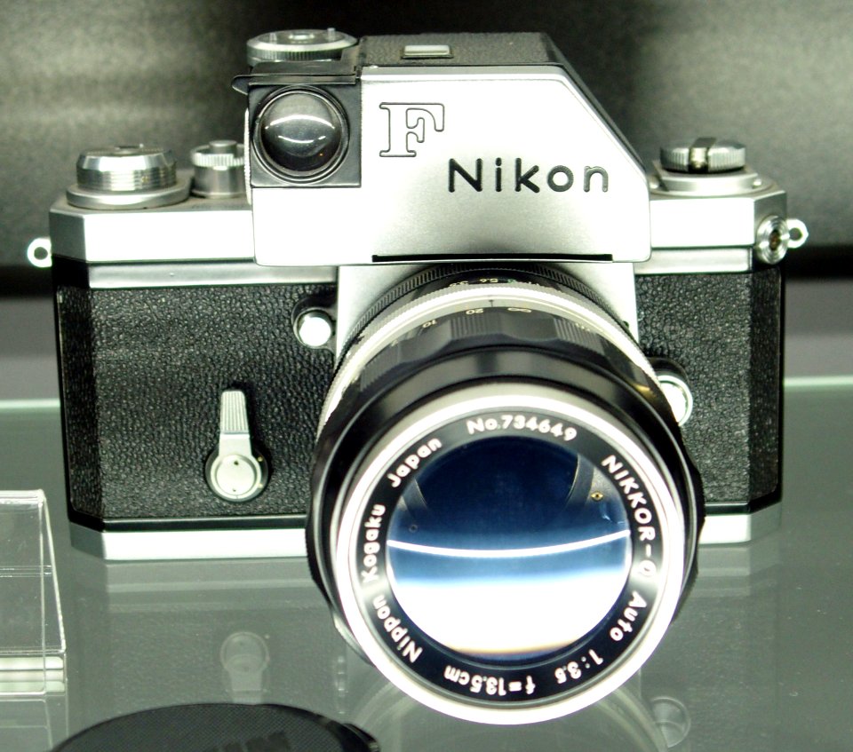Nikon F body with 135mm Nikkor lens