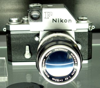Nikon F body with 135mm Nikkor lens