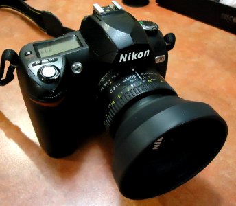 Nikon camera on a table
