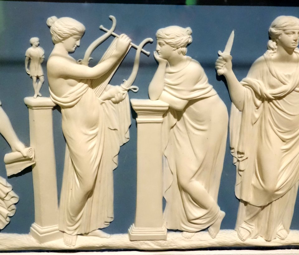 Nine Muses, attributed to John Flaxman, Jr., detail 3 - Wedgwood & Bentley, 1778-1780 - Brooklyn Museum - DSC08974