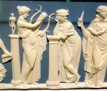 Nine Muses, attributed to John Flaxman, Jr., detail 3 - Wedgwood & Bentley, 1778-1780 - Brooklyn Museum - DSC08974