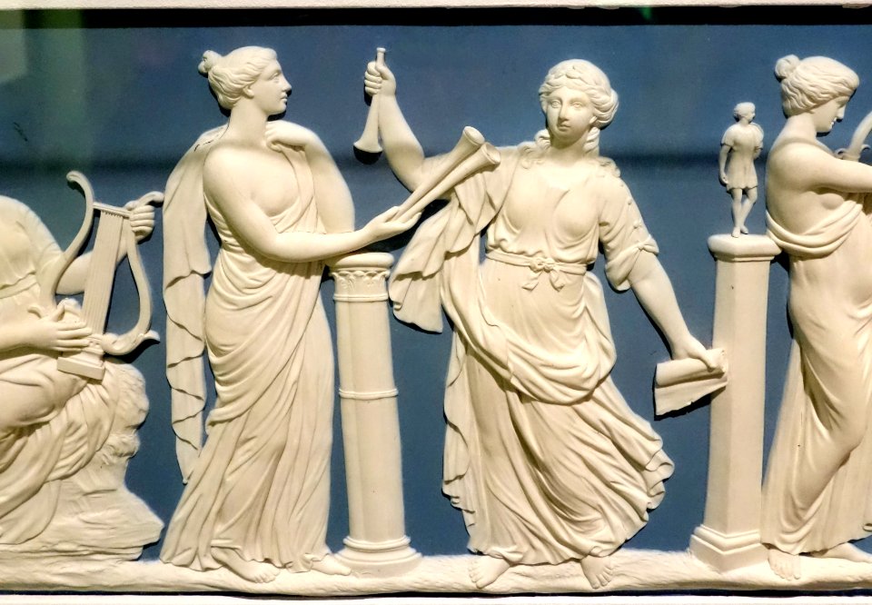 Nine Muses, attributed to John Flaxman, Jr., detail 2 - Wedgwood & Bentley, 1778-1780 - Brooklyn Museum - DSC08972
