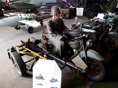 Nimbus motorcycle with site car and mounted Madsen machine gun