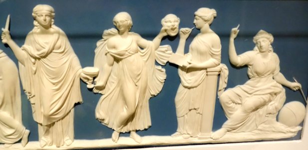 Nine Muses, attributed to John Flaxman, Jr., detail 4 - Wedgwood & Bentley, 1778-1780 - Brooklyn Museum - DSC08976