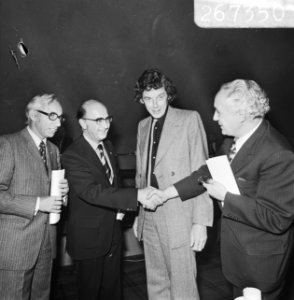 NKV-bondsraad kiest W. L. J. Spit tot voorzitter, v.l.n Lanser (CNV-voorzitter),, Bestanddeelnr 926-7350