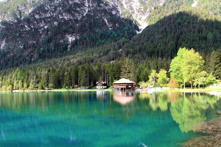 Dolomites lake crystal clear photo