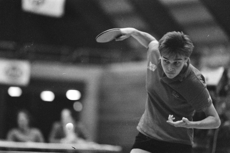 NK tafeltennis in Amsterdam Bettine Vriesekoop in actie, Bestanddeelnr 933-8473