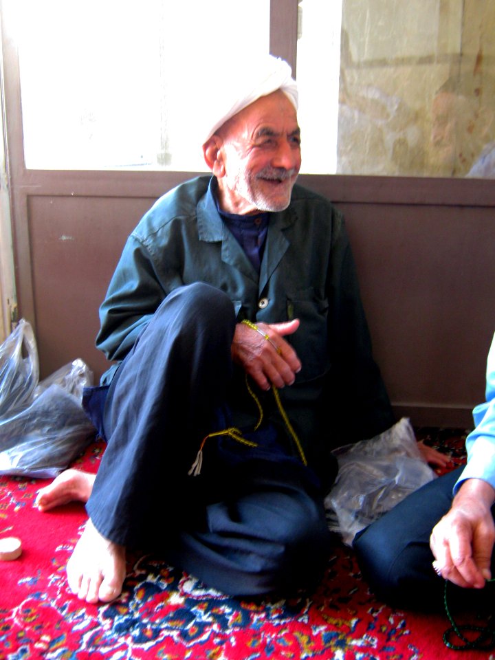 Nishapuri Oldman with white turban - September 20 2013 Friday Pray - Grand Mosque of Nishapur 1