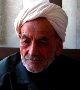Nishapuri Oldman with white turban - September 20 2013 Friday Pray - Grand Mosque of Nishapur 2