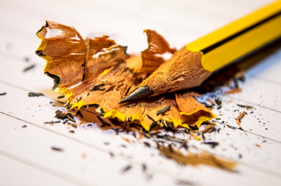 Messy pencil pencil shavings