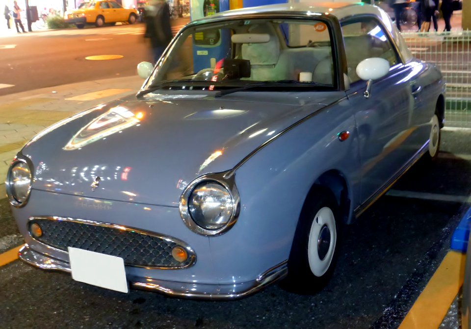 Nissan Figaro (FK10) at night front