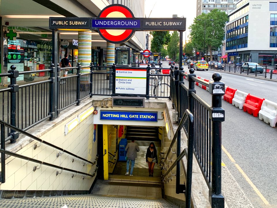Notting Hill Gate tube entrance 2020 south