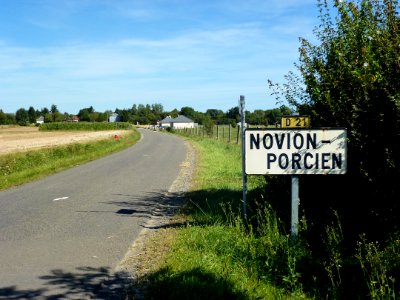 Novion-Porcien (Ardennes) city limit sign