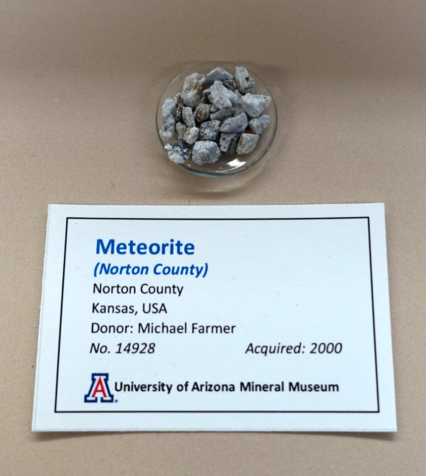 Norton County meteorite, Kansas - University of Arizona Mineral Museum - University of Arizona - Tucson, AZ - DSC08478
