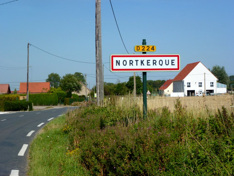 Nortkerque (Pas-de-Calais) city limit sign