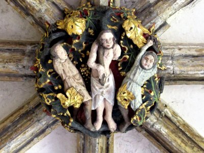 Norwich Cathedral cloisters, roof boss 34