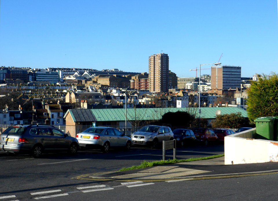 Northwestward view from Ashton Rise-John Street-Sussex Street junction, Brighton (January 2014)