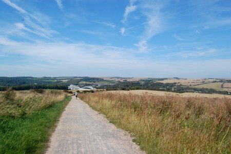Northwestward view towards Amex Stadium from path alongside B2123 (August 2019) (1)