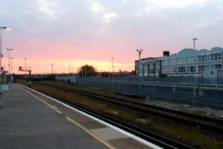 Northwestward view from Platform 1 at Hove Railway Station (May 2013)