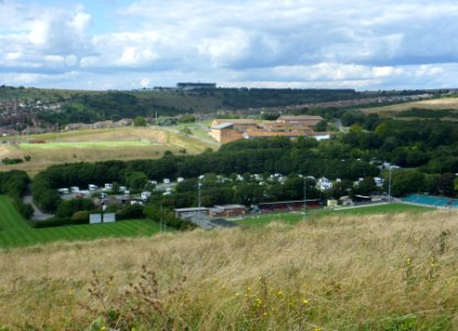 Northwestward view towards Brighton Racecourse from Footpath above East Brighton Golf Course (August 2014)