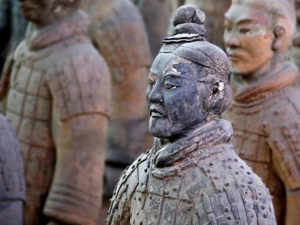 Soldier statue buried