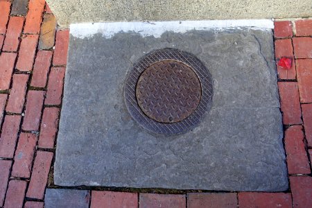 Non-skid disk in grid ring street hole cover - Beacon Hill - Boston, MA - DSC02330