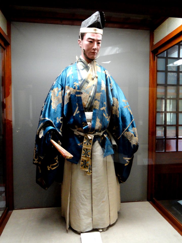 Noh costume worn by main performer in Shichikiochi, Kita School - Treasure Hall, Itsukushima Shinto Shrine (Miyajima) - DSC02211