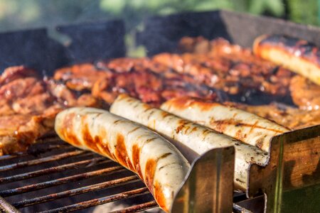 Grilling sausage grilled meats photo