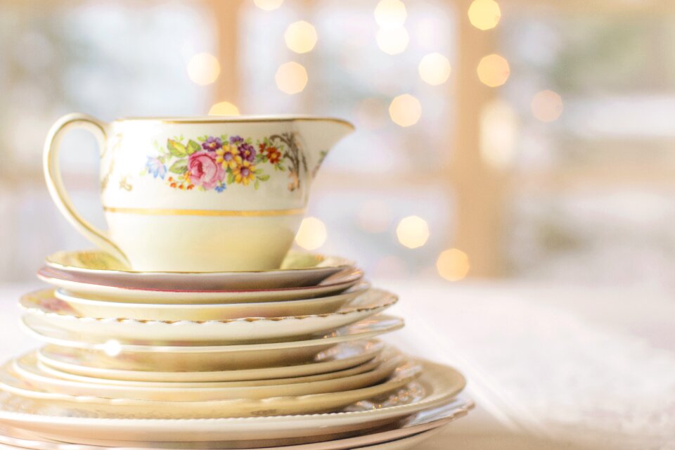 Vintage dishes table table setting