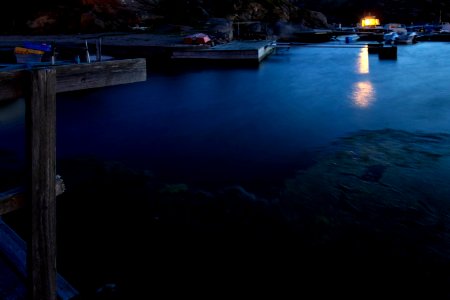 Norra Grundsund harbor at night