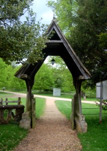 North Lychgate at St Nicholas' Church, off Gosport Road, Chawton (NHLE Code 1380316) (May 2021)
