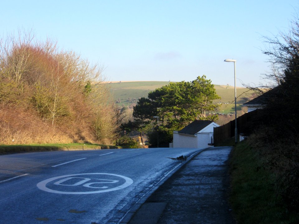 Northeastward view along Ovingdean Road, Ovingdean (December 2016)