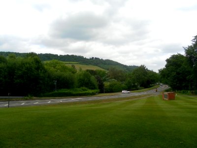 Northeastward view towards North Downs from A25 at Betchworth Park Golf Club, Brockham (July 2013) photo